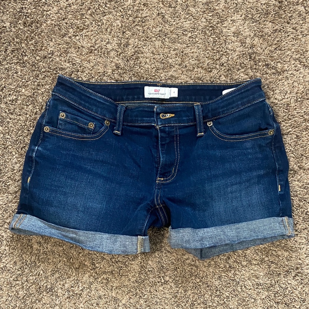 ☀️ Vineyard Vines Dark Blue Rolled Cuff Denim Shorts